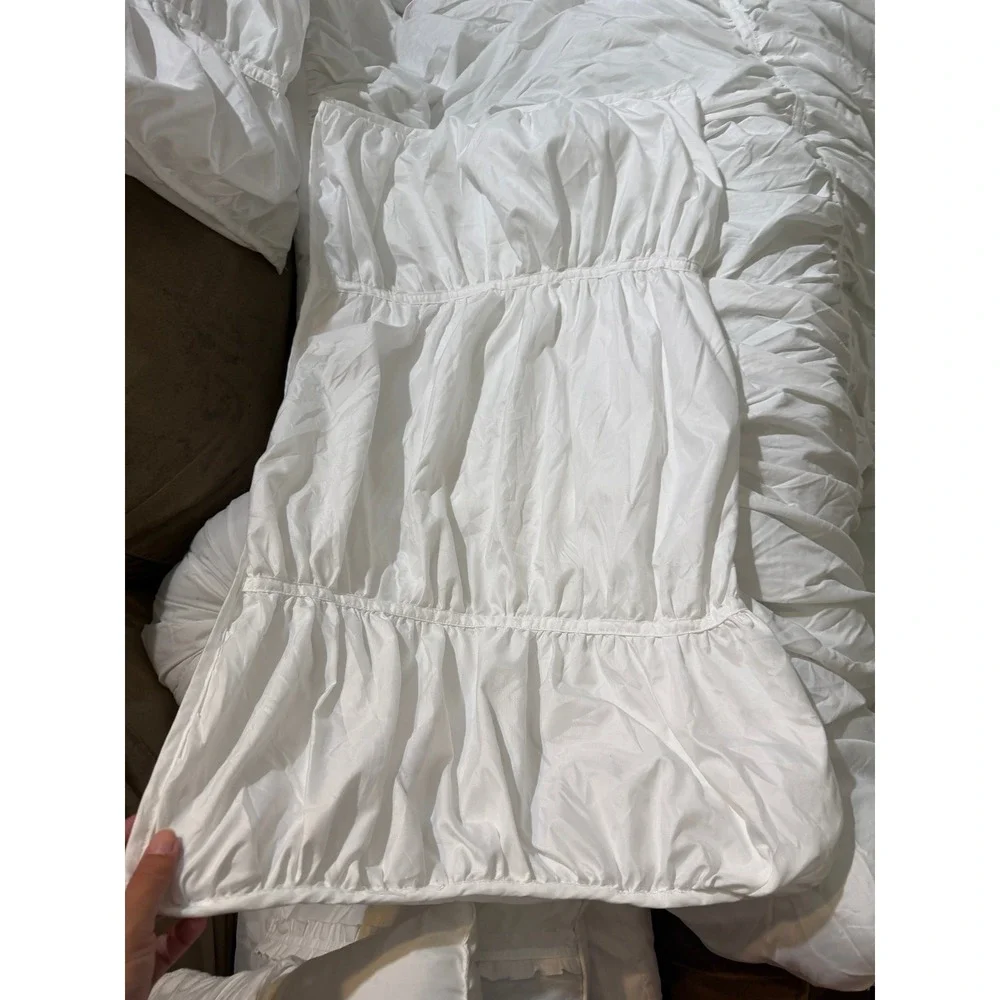 Hutton Wilkinson Palazzo White Ruched Comforter Set Hollywood Regency